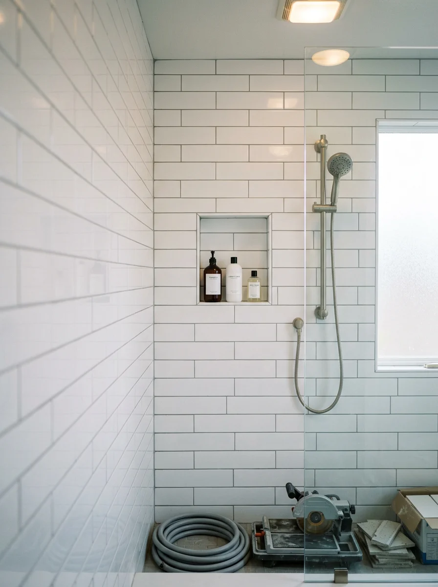 Walk-in shower with waterproofed walls in a National City bathroom remodel